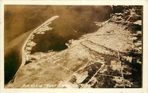 RPPC Postcard Air View Port Angeles WA & Waterfront Clallam County Unposted