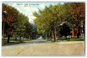 c1910 Maine St. Looking West 16th Street Road Quincy Illinois Vintage Postcard