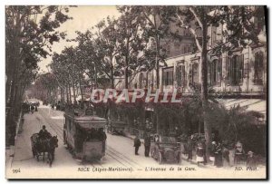Postcard Old Tram Train Nice Avenue Station
