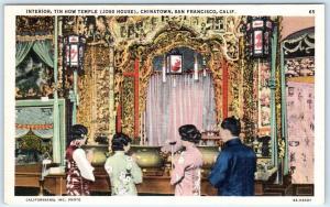 SAN FRANCISCO, California CA  Interior  TIN HOW TEMPLE Joss House 1940s Postcard