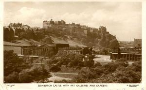 UK - Scotland, Edinburgh. Edinburgh Castle, Art Galleries, Gardens.    *RPPC