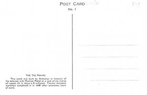 Taj Mahal Agra India Unused 