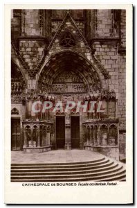 Postcard Old Cathedral of Bourges western fa?ade portal