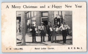 Christmas New Year Mailman Rural Letter Carrier The Pennies In The Box Postcard