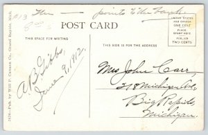 Sunfield Michigan~Main Street West~AB Gibbs: Arrow to Bank~c1910 B&W Postcard 
