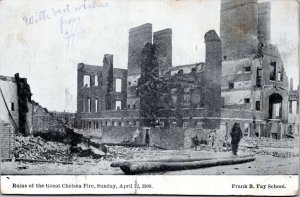 Postcard MA - Ruins Frank B. Fay School Great Chelsea Fire