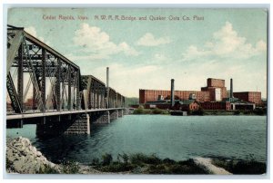 1912 NWRR Bridge Quaker Oats Plant Exterior Cedar Rapids Iowa Vintage Postcard