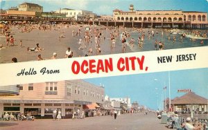 Boardwalk 1950s Ocean City New Jersey Sand Surf Postcard Colorpicture 9001