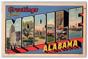 1948 Greetings From Mobile Alabama AL, Large Letters Posted Vintage Postcard 