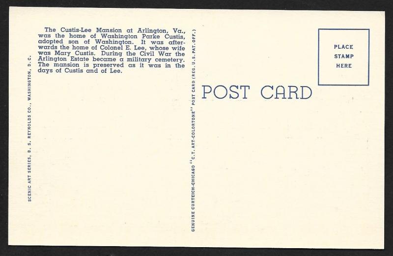 Custis Lee Mansion Arlington VA unused c1935