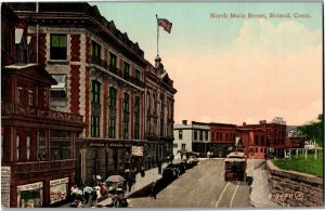 North Main Street, Bristol CT Vintage Postcard A75