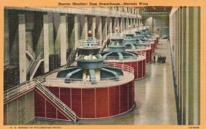 Vintage Postcard 1920's View of Hoover Boulder Dam Powerhouse Nevada Wing