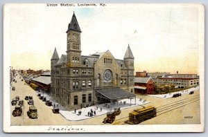 Transport~Louisville Kentucky~Union Train Station Street View~Vintage Postcard