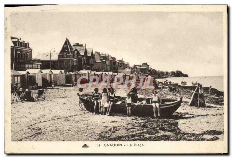 Old Postcard St Aubin The Beach