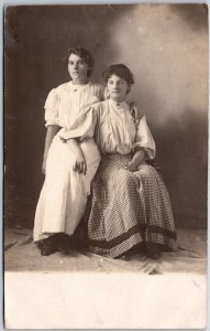 1907 Ladies Sits On Chair Photograph Long Dress Posted Postcard