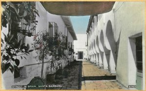 1930s Santa Barbara California Street in Spain #5763 RPPC Postcard 25-7018