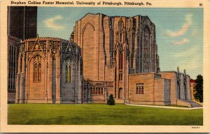Vtg 1930s Stephen Collins Foster Memorial University Of Pittsburgh PA Postcard