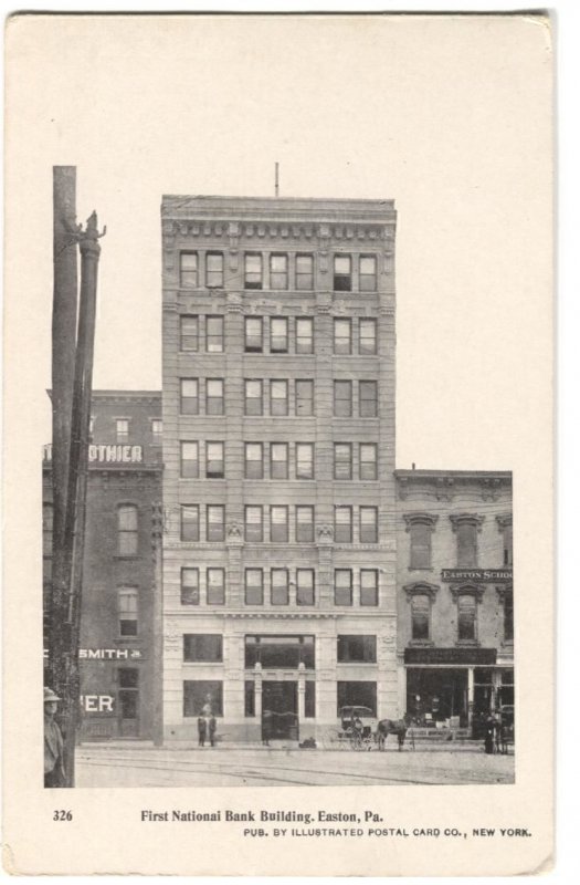 Postcard First National Bank Easton PA Front View