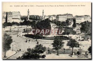 Old Postcard Paris panorama of the Place de la Nation Columns from the Throne