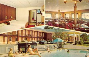 Perry Georgia 1960s Postcard Colonial Manor Motel & Restaurant Pool Room