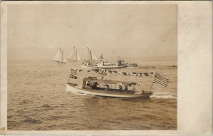 Astoria Oregon Boat Races 1908 RPPC Sailboat Pleasure Boats OR Postcard V14