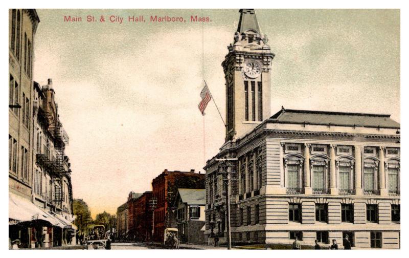 Massachusetts Marlboro , Main street and City Hall 