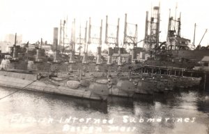 WWI British Submarines Boston MA Massachusetts Real Photo Postcard RPPC
