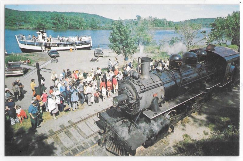 Valley Railroad Essex Conn. The Boat Train Steam Train to Riverboat Postcard