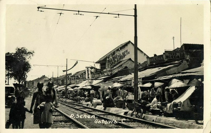 indonesia, JAVA BATAVIA, Pasar Senen (1934) RPPC Postcard