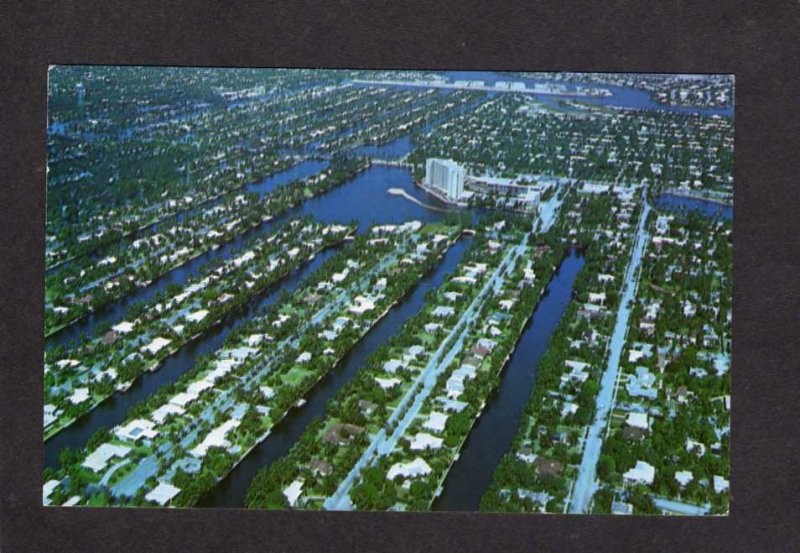 FL Houses Aerial View Ft Fort Lauderdale Florida Postcard