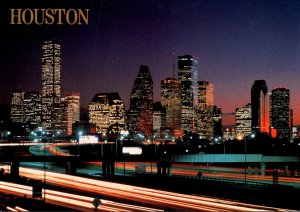 Texas Houston Skyline At Night 1996