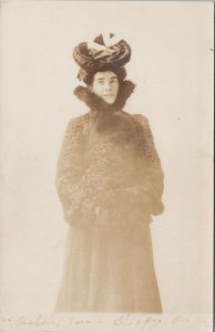 Portrait of Woman w Hat 1907 Victoria BC Cancel Real Photo Postcard G95