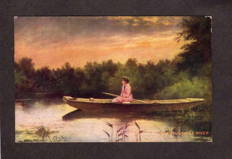 Down on the Suwanuee River Boat Kenyon Artist Sighned Painting Postcard Suwannee