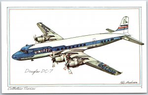 Airplane Douglas DC-7 Wright Turbo Compound Engines 95 Passengers Postcard