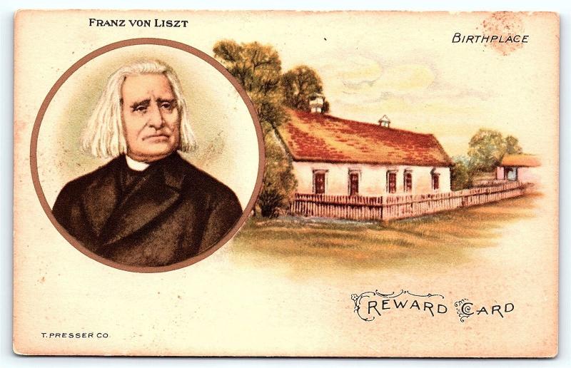 Postcard Composer Franz Von Liszt Piano Virtuosi Birthplace Reward Card  B35