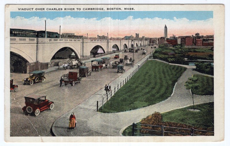 Boston, Mass, Viaduct Over Charles River To Cambridge