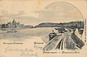 BUDAPEST HUNGARY~ORSZAGHAZ-PARLIAMENT~MARGIT RAKPART-MARGARETHEN-QUAI  POSTCARD