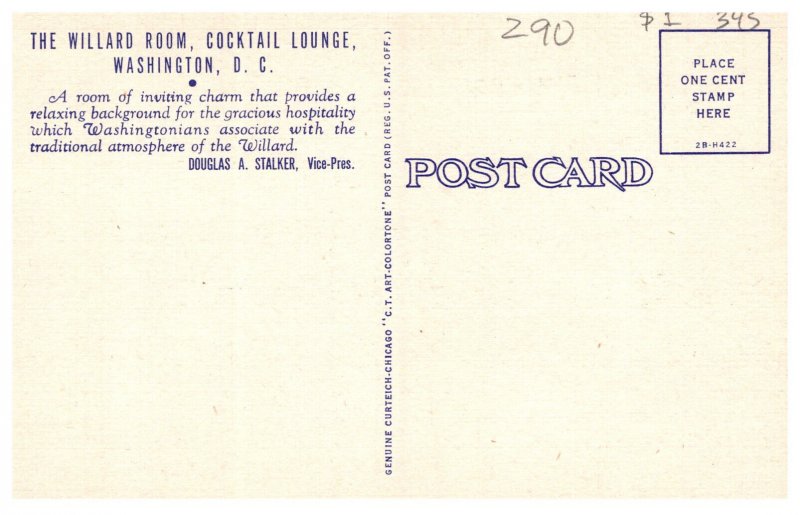 Washington D C Willard Hotel Cocktail room