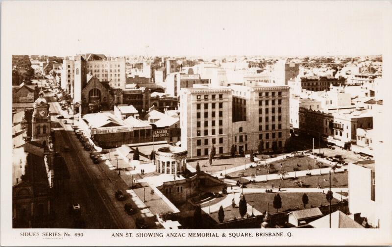 Brisbane Australia Ann Street Anzac Memorial Unused Sidues 690 RPPC Postcard E57