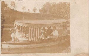 Thief River Falls Minnesota People in Small Boat Real Photo Postcard AA75254