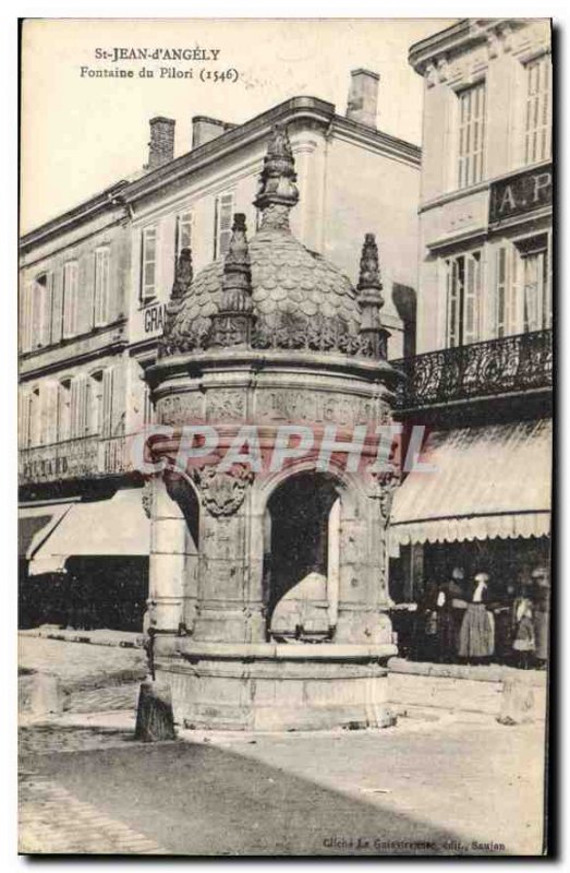 Postcard Old St Jean d'Angely Fountain Pillory