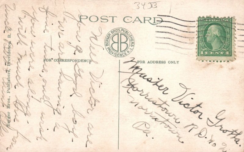 Vintage Postcard Turks Head Building Historic Landmark Providence Rhode Island