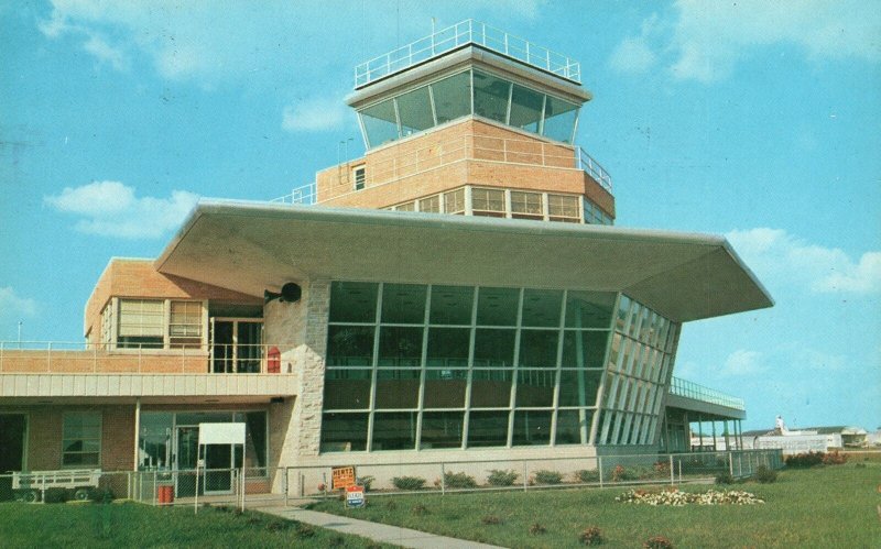 Vintage Postcard 1958 Moline Municipal Airport Ultra Modern Building Illinois IL