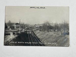 RPPC Postcard View Of North Wales PA From Trolley Bridge