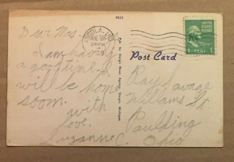 .01 LINEN POSTCARD USED - ANGOLA HIGH SCHOOL, ANGOLA, INDIANA