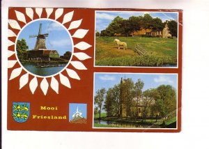 Threeview, Mooi Friesland, Windmill, Horse, Church, Netherlands, Used  1979