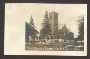 RPPC WAUKON IOWA FIRST BAPTIST CHURCH BUILDING VINTAGE REAL PHOTO POSTCARD