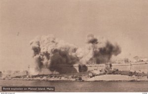MALTA, 1940s; Bomb explodes on Manoel Island