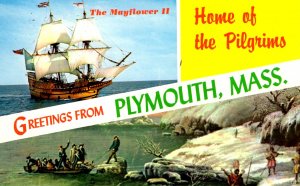 Plymouth, Massachusetts - Greetings - Home of the Pilgrims - c1950