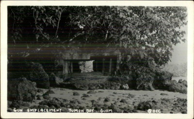 Guam - Gun Emplacement Tumon Bay Real Photo Postcard
